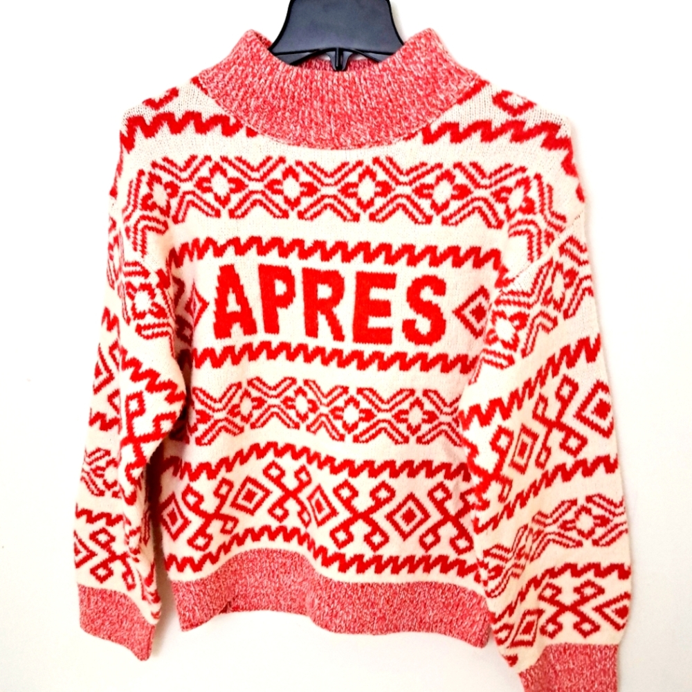 A New Day Woman's Knit Pullover Graphic Christmas Sweater Red White Sz XS